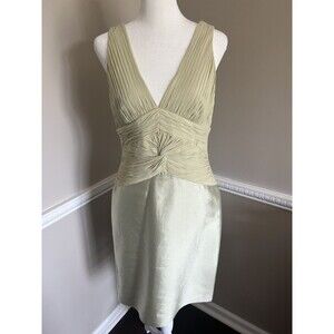 Adrianna Papell Silk Sleeveless Grecian Style V-Neck Dress Mint Green Size 6P